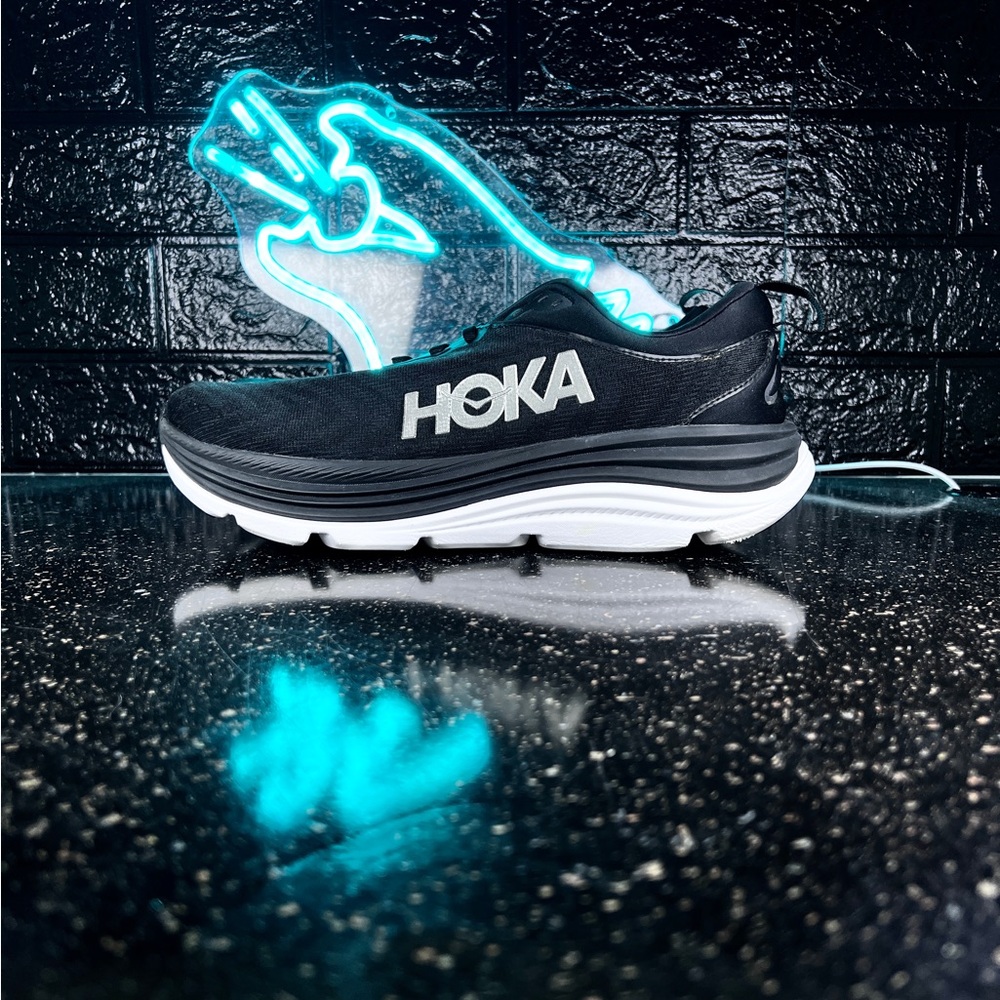 Hoka One One Gaviota 5 2E Wide Men’s Walking Running Gym Shoes Black White - 10